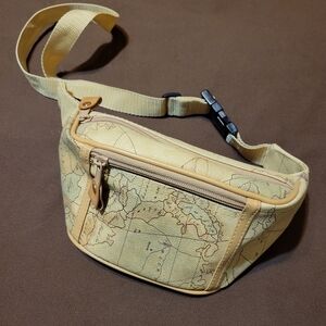 Vintage World Map Fanny Pack Belt Waist Bag Bag 80s / 90s